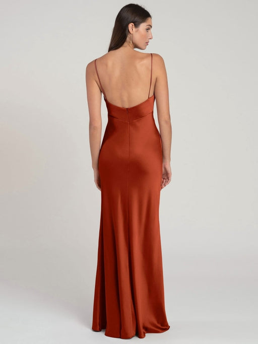 Brick Red Evening Dress Sleeveless Sheath Sweetheart Neck Satin Fabric Floor-Length Pleated Formal Party Dresses(APP ExclusivePrice  $114.99)