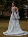 Bridal Gowns Boho Wedding Dress Long Sleeves Lace V-Neck Lace Chiffon Wedding Gowns