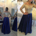 Bridelily 2019 Gold Pink Prom Dresses Long Sleeves Crystals Beaded Off the Shoulder Illusion Lace Evening Gowns Bar0020 - Prom Dresses