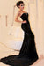 Bridelily 2019 Sexy Sweetheart Mermaid Black Velvet Prom Dresses BA5566 - Prom Dresses