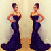 Bridelily 2019 Sparkly Sequined Prom Dress Sweetheart Sequined Mermaid Sexy Evening Gowns with Train - Prom Dresses