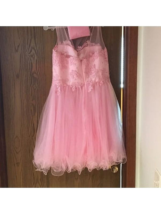 Bridelily A-Line Tulle Scoop Sleeveless Mini With Applique Prom Dresses - Prom Dresses