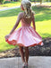 Bridelily A-Line With Ruffles Bateau Satin Sleeveless Knee-Length Dresses - Prom Dresses