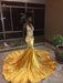 Bridelily Mermaid Sleeveless V-Neck Court Train Lace Sequins Dresses - Prom Dresses
