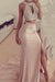 Bridelily Sexy Halter Two Pieces Long Evening Dresses Side Slit Mermaid Sweep Train Dresses with Beadings CJ0293 - Prom Dresses