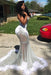 Bridelily Silver Mermaid Ombre Prom Dresses 2020 with Feather - Prom Dresses