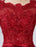 Burgundy Evening Dresses Long Sleeve Lace Applique Beaded Formal Gown With Train