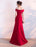 Burgundy Evening Dresses Off The Shoulder Formal Dress Sexy High Split Elastic Silk Like Satin Party Dress wedding guest dress