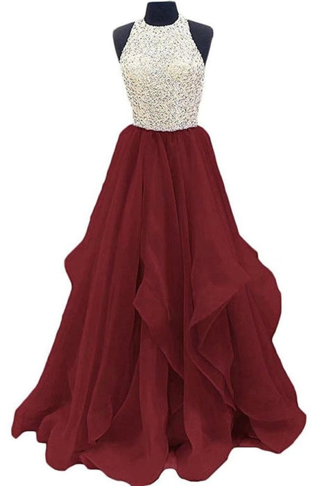 Burgundy Jewel Purple Long Sleeve Prom Dresses 2021 - Bridelily