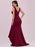 Burgundy Prom Dress Satin Fabric V-Neck Mermaid Sleeveless Pleated Long Pageant Dresses