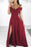 Burgundy Side Slit Simple Cheap Long Party Dresses Off the Shoulder Prom Dress - Prom Dresses