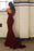 Burgundy Sweetheart Mermaid Sweep Train Bridesmaid Dress Strapless Long Lace Prom Dresses - Prom Dresses