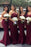 Burgundy Sweetheart Mermaid Sweep Train Bridesmaid Dress Strapless Long Lace Prom Dresses - Prom Dresses