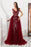 Burgundy V Neck Sleeveless Tulle Long Prom Dress with Beads Crystal - Prom Dresses