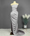 Chic Blue Charmeuse Prom Dress with Sleeveless Design and High Side Slit