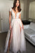 Cap Sleeve Deep V-neck With Appliques Sexy Split Tulle Wedding Dress - Wedding Dresses
