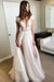 Cap Sleeve Deep V-neck With Appliques Sexy Split Tulle Wedding Dress - Wedding Dresses