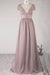 Cap Sleeve V-neck Lace Chiffon A-line Wedding Dress - Wedding Dresses