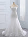 Cap Sleeves Lace Mermaid Tulle Wedding Dresses - White / Floor Length - wedding dresses