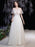 Champagne Evening Dress A-Line Jewel Neck Half Sleeves Zipper Butterfly Floor-Length Formal Lace Party Dresses
