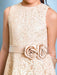 Flower Girl Dresses Champagne Golden Jewel Neck Sleeveless A Line Lace Kids Party Dresses