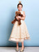 Flower Girl Dresses Champagne Golden Jewel Neck Sleeveless A Line Lace Kids Party Dresses