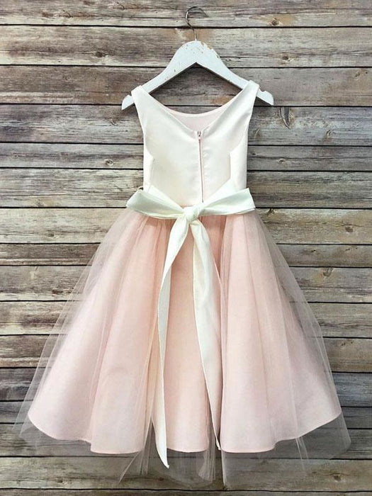 Flower Girl Dresses Champagne Jewel Neck Sleeveless Formal Kids Pageant Dresses