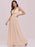 Champagne Prom Dress A-Line V-Neck Sleeveless Floor-Length Tulle Pageant Dresses Evening Dress
