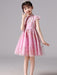 Flower Girl Dresses Champagne Designed Neckline Short Sleeves Bows Knee-Length Kids Party Dresses