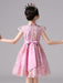Flower Girl Dresses Champagne Designed Neckline Short Sleeves Bows Knee-Length Kids Party Dresses