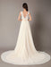 Champagne Wedding Dresses Beach Lace Chiffon V Neck Bridal Dress