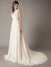 Champagne Wedding Dresses Beach Lace Chiffon V Neck Bridal Dress
