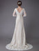 Champagne Wedding Dresses Lace V Neck Long Sleeve Sheath Boho Bridal Dress With Train
