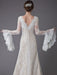 Champagne Wedding Dresses Lace V Neck Long Sleeve Sheath Boho Bridal Dress With Train