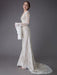 Champagne Wedding Dresses Lace V Neck Long Sleeve Sheath Boho Bridal Dress With Train