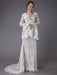 Champagne Wedding Dresses Lace V Neck Long Sleeve Sheath Boho Bridal Dress With Train