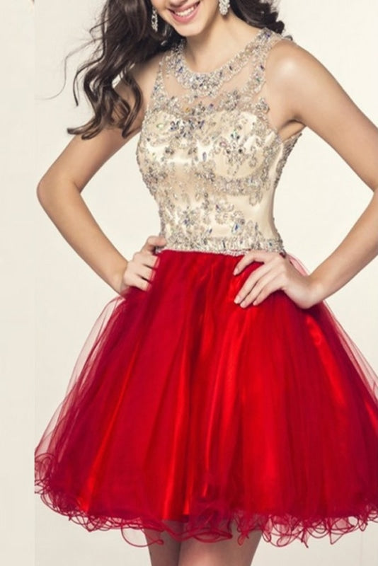 Charming Beading Short Prom Homecoming Dress - Prom Dresses