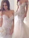 Charming Mermaid Style Off-the-Shoulder Sweep Train Lace Wedding Dress - Wedding Dresses
