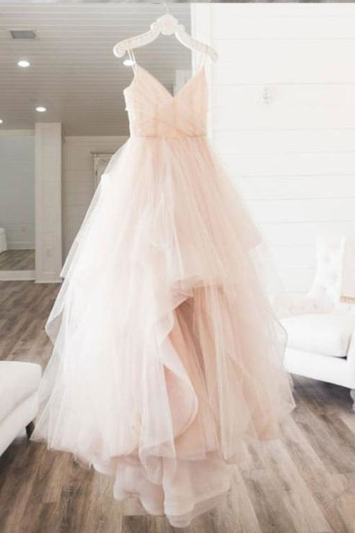 Cheap A-Line Spaghetti Straps Sleeveless Tulle Long Wedding Prom Dress - Prom Dresses