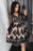 Cheap A-Line V-Neck Long Sleeves Short Black Homecoming Dress with Appliques - Prom Dresses