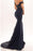 Cheap Mermaid Long Dress lace Black Off the Shoulder with Sash Prom Gowns - Prom Dresses