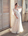 Cheap V Neck Half Sleeve Lace Boho Wedding Dresses - Champagne / Floor Length - wedding dresses
