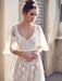 Cheap V Neck Half Sleeve Lace Boho Wedding Dresses - wedding dresses