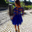 Chic Excellent Elegant A-Line V-Neck Long Sleeves Chiffon Lace Homecoming Royal Blue Party Dress - Prom Dresses