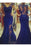 Chic Royal Blue Mermaid Prom Sheer Sleeves Plus Size Dress - Prom Dresses