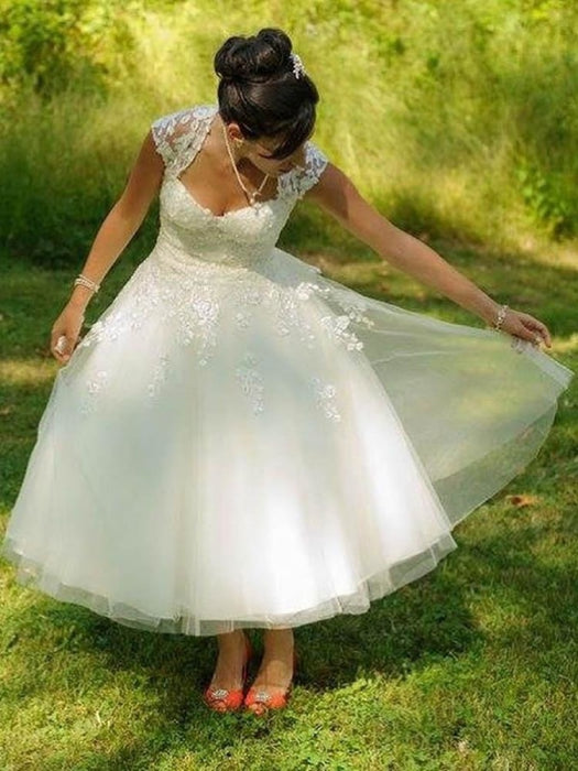 Plus Sized Short Tea Length Wedding Dresses