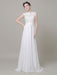 Chiffon Wedding Dress Bateau Lace Satin Sash Floor Length A Line summer Bridal Dress