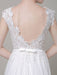 Chiffon Wedding Dress Bateau Lace Satin Sash Floor Length A Line summer Bridal Dress