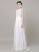 Chiffon Wedding Dress Bateau Lace Satin Sash Floor Length A Line summer Bridal Dress