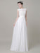 Chiffon Wedding Dress Bateau Lace Satin Sash Floor Length A Line summer Bridal Dress